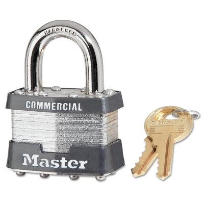 Master Lock Company Laminated Padlocks Keyed Alike Key Code 0303, 5/16 in Dia.,3/4 in W, Silver (470-1KA-0303) Box of 6