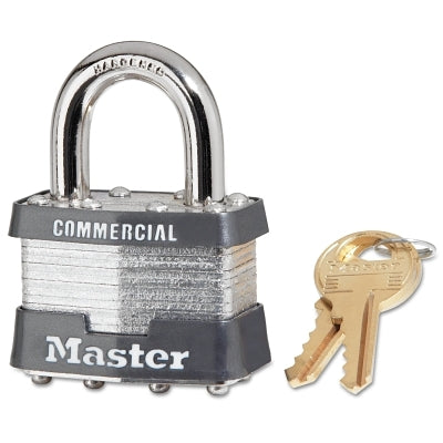 Master Lock Company Laminated Padlocks Keyed Alike Key Code 2001, 5/16 in Diam., 3/4 in W, Silver (470-1KA-2001) Box of 6