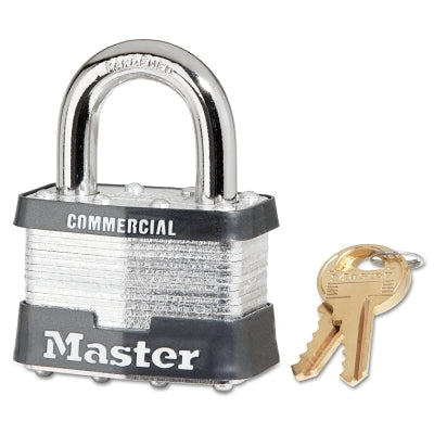 Master Lock Company Laminated Padlocks Keyed Alike Key Code 0303, 3/8 in Dia., 3/8 in W, Silver (470-5KA-0303) Box of 6
