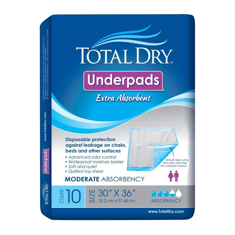 TotalDry™ Disposable Underpad 30 X 36 Inch Fluff / Polymer Heavy Absorbency (975701_BG) 10/BG