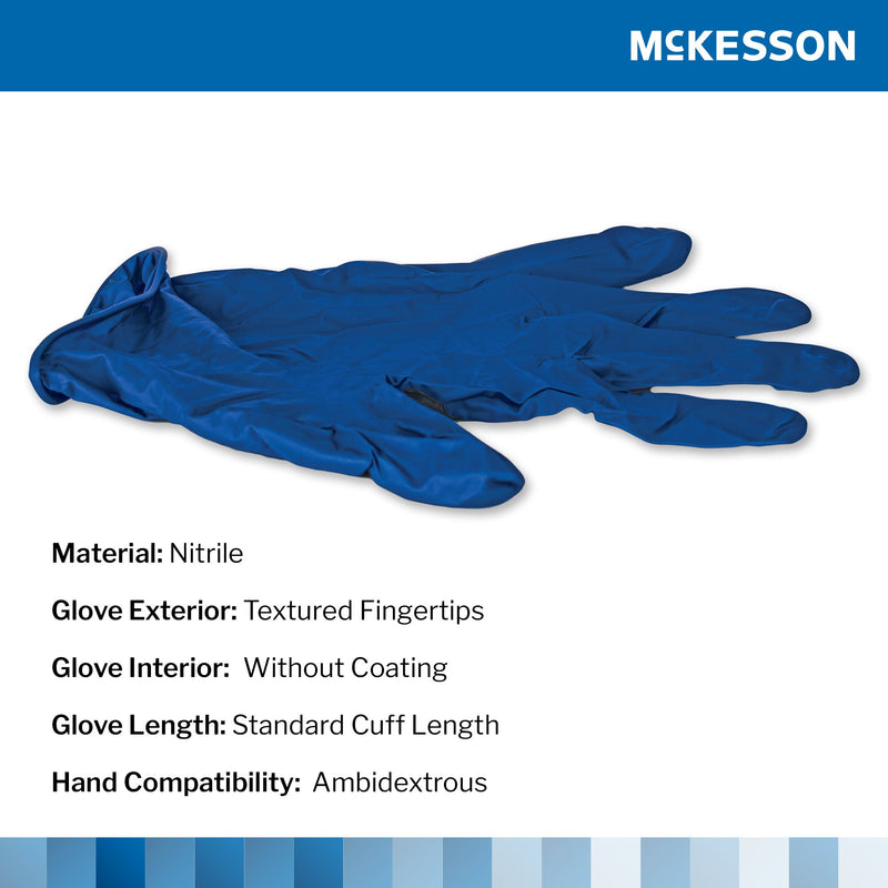 McKesson Confiderm® 6.8C Exam Glove Small NonSterile Nitrile Standard Cuff Length Textured Fingertips Blue Chemo Tested / Fentanyl Tested (1163939_BX) 100/BX