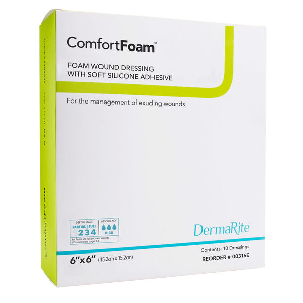 ComfortFoam™ Border Foam Dressing 6 X 6 Inch With Border Waterproof Backing Silicone Adhesive Square Sterile (835616_BX) 10/BX