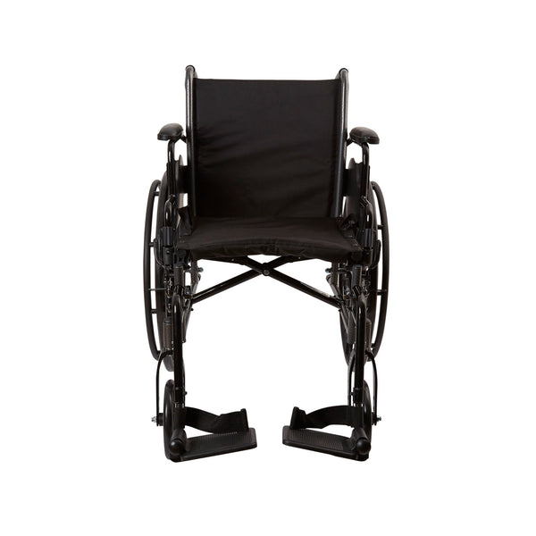 McKesson Lightweight Wheelchair Dual Axle Desk Length Arm Swing-Away Footrest Black Upholstery 18 Inch Seat Width Adult 300 lbs. Weight Capacity (1065284_EA) 1/EA