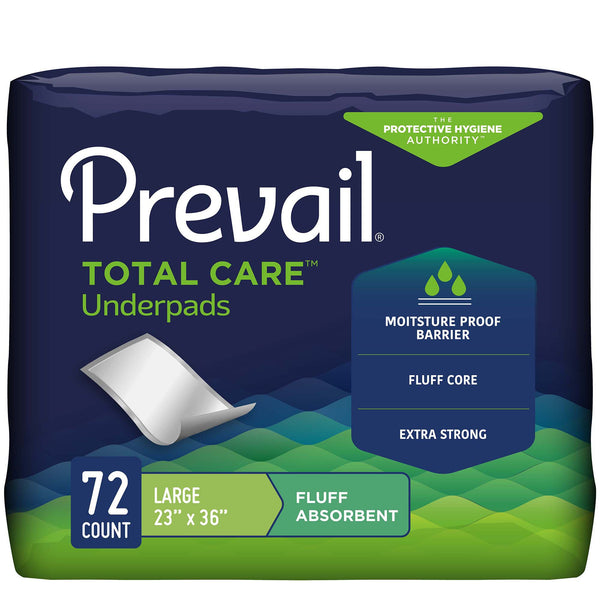 Prevail® Total Care™ Disposable Underpad 23 X 36 Inch Fluff Light Absorbency (572725_CS) 72/CS