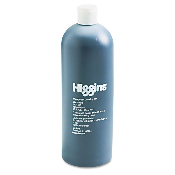 Higgins® Waterproof Pigmented Drawing Ink, 32 oz Bottle, Black (HIG44204) Each