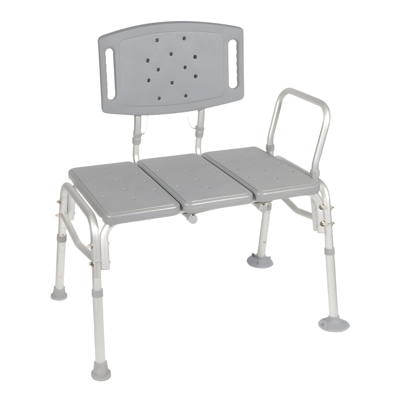 McKesson Knocked Down Bariatric Bath Transfer Bench Arm Rail 18-1/4 to 23-1/4 Inch Seat Height 500 lbs. Weight Capacity (1128903_EA) 1/EA