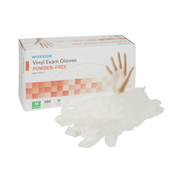 McKesson Exam Glove Medium NonSterile Vinyl Standard Cuff Length Smooth Clear Not Rated (354439_CS) 1000/CS