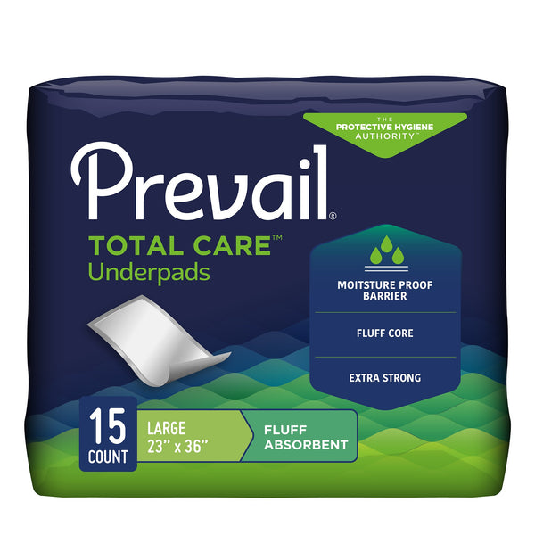Prevail® Total Care™ Disposable Underpad 23 X 36 Inch Fluff Light Absorbency (1227007_CS) 120/CS