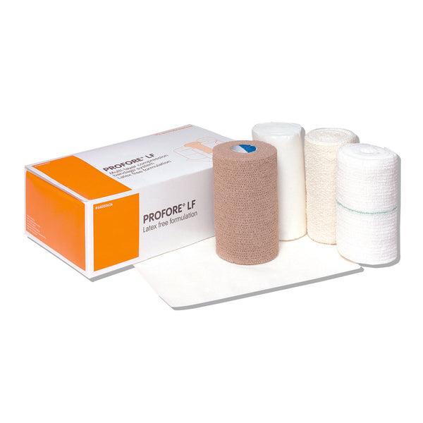 Profore LF 4 Layer Compression Bandage System Multiple Sizes Self-Adherent / Tape Closure Tan / White NonSterile Standard Compression (433106_CS) 8/CS
