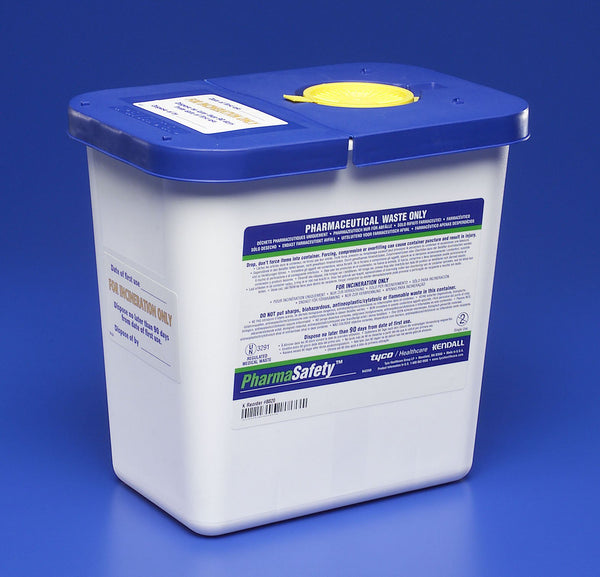 PharmaSafety™ Pharmaceutical Waste Container White Base 10 H X 10-1/2 W X 7-1/4 D Inch Vertical Entry 2 Gallon (419028_CS) 20/CS