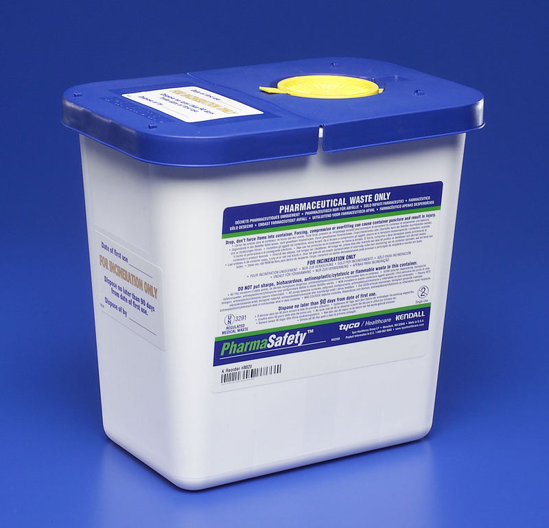 PharmaSafety™ Pharmaceutical Waste Container White Base 10 H X 10-1/2 W X 7-1/4 D Inch Vertical Entry 2 Gallon (419028_CS) 20/CS