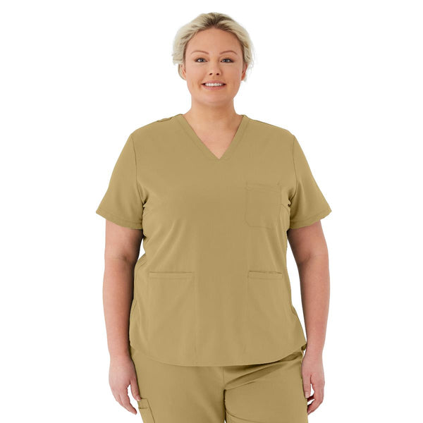 Lex AVE Women's Scrub Top, Khaki, Size 4XL, 1/EA  (4802KHK4XL) Each