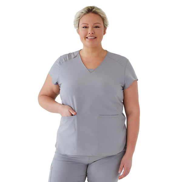 Monroe AVE Women's Scrub Top, Gray, 2XL, 1/EA  (4805GRYXXL) Each