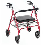 McKesson Bariatric 4 Wheel Rollator Red Adjustable Height / Folding Steel Frame (1205412_CS) 1/CS