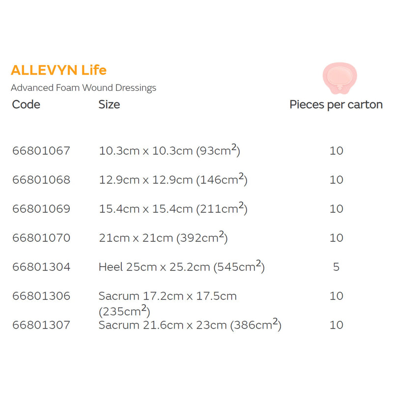 Allevyn Life Foam Dressing 8-1/2 X 9 Inch With Border Film Backing Silicone Gel Adhesive Sacral Sterile (839952_BX) 10/BX