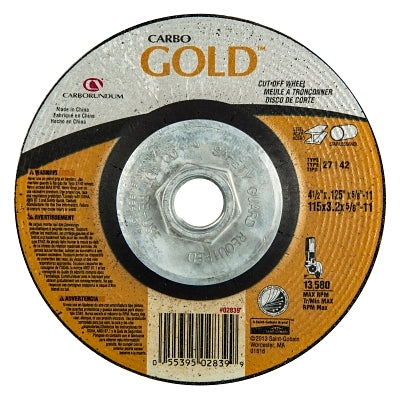 Carborundum Depressed Center Wheel, 4 1/2 in Dia, 1/8 in Thick, 5/8 in Arbor, 24 Grit (481-05539502839) 1 Pack