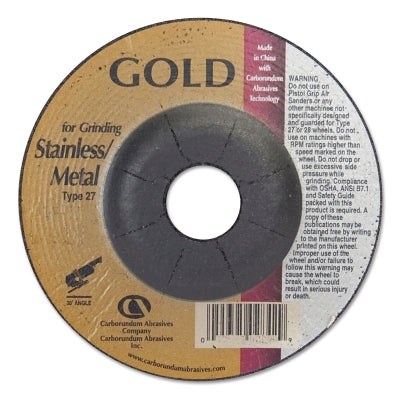 Carborundum Gold Aluminum Oxide, Type 27, 6 in Diameter, 1/4 in Thick, 24 Grit (481-05539502849) Pack of 20