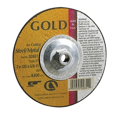 Carborundum Depressed Center Wheel, 4 1/2 in Dia, 1/4 in Thick, 46 Grit Aluminum Oxide (481-05539508158) Pack of 20