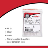 PTS Diagnostics Capillary Blood Collection Tube Plain 40 µL Without Closure Glass Tube (957814_BG) 16/BG