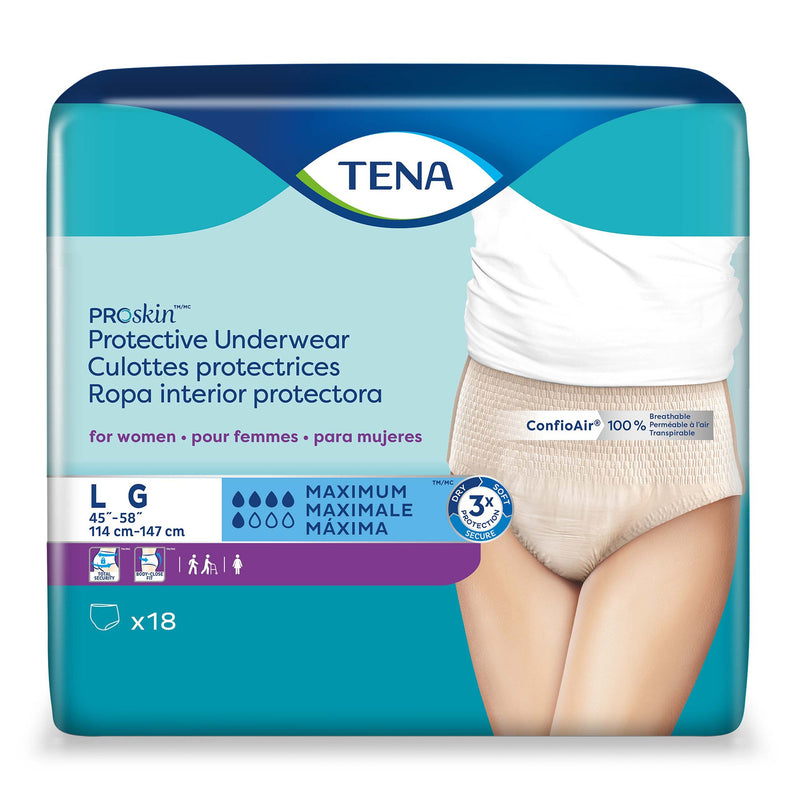 TENA® ProSkin™ Protective Female Adult Absorbent Underwear Pull On with Tear Away Seams Large Disposable Moderate Absorbency (1135408_BG) 18/BG