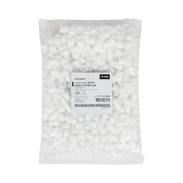 McKesson Tube Closure Polyethylene Snap Cap White 16 mm For Use with 16 mm Blood Drawing Tubes, Glass Test Tubes, Plastic Culture Tubes NonSterile (1082108_BG) 1000/BG