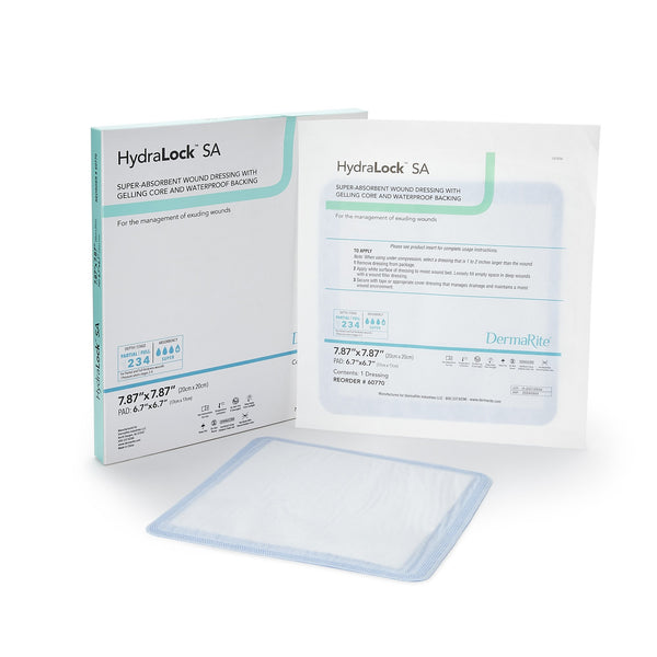 HydraLock™ SA Super Absorbent Dressing 7.87 X 7.87 Inch Square (1154027_EA) 1/EA