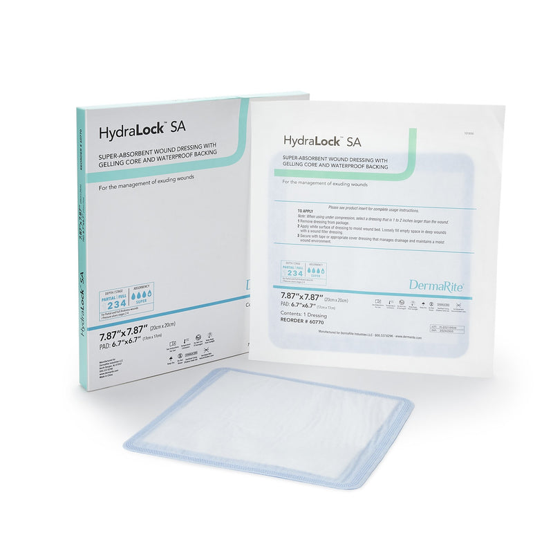 HydraLock™ SA Super Absorbent Dressing 7.87 X 7.87 Inch Square (1154027_EA) 1/EA