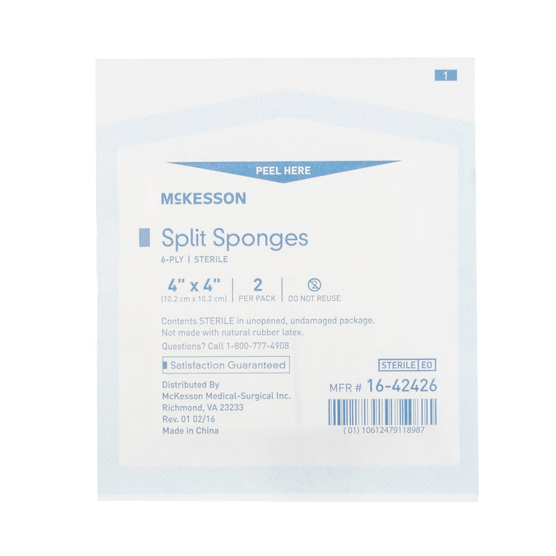 McKesson Drain Sponge 4 X 4 Inch 6-Ply Sterile 2 per Pack (446056_PK) 1/PK
