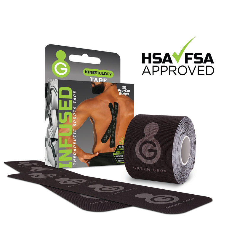 Green Drop™ Kinesiology Tape Black 2 X 10 Inch Nylon / Polyester / Spandex NonSterile (1230639_CS) 200/CS
