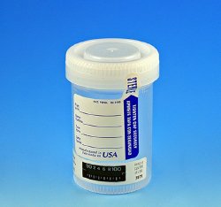 Globe Scientific Specimen Container with Temperature Strip 57 X 73 mm 90 mL (3 oz.) Screw Cap Patient Information Sterile (841450_CS) 300/CS