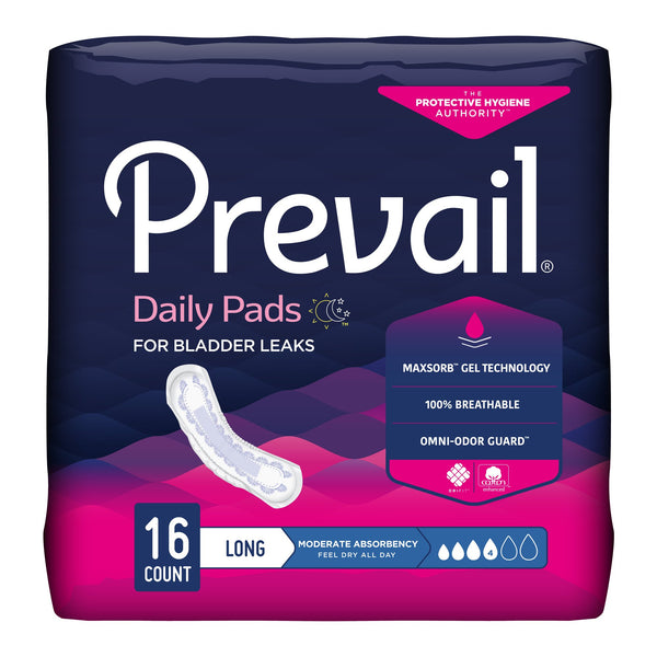 Prevail® Daily Pads Bladder Control Pad 11 Inch Length Moderate Absorbency Polymer Core One Size Fits Most (409933_CS) 144/CS
