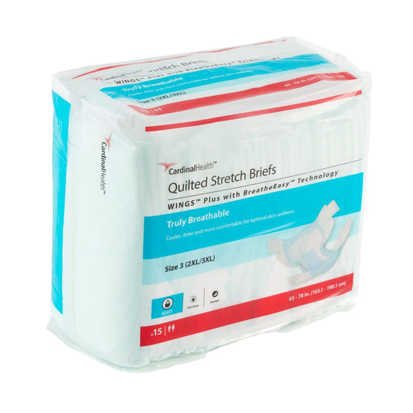 Wings™ Plus Unisex Adult Incontinence Brief Size 3 / X-Large Disposable Heavy Absorbency (1257967_BG) 15/BG