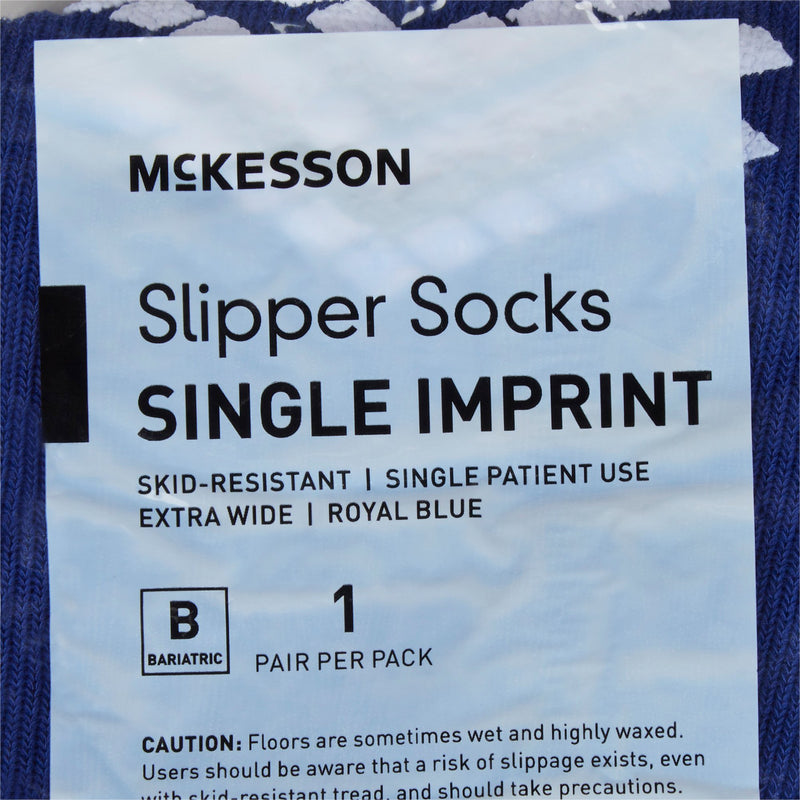McKesson Slipper Socks Unisex Adult Bariatric / X-Wide Single Tread Single Patient Use Royal Blue (1038462_CS) 48/CS