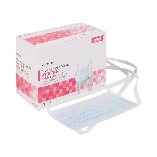 McKesson Surgical Mask ASTM Level 1 Tie Closure One Size Fits Most (206484_CS) 300/CS