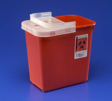 SharpSafety™ Sharps Container Red Base 10 H X 10-1/2 W X 7-1/4 D Inch Horizontal Entry 2 Gallon (160783_EA) 1/EA