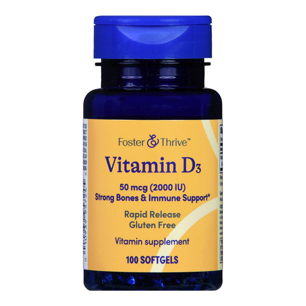 Foster & Thrive™ Vitamin Supplement Vitamin D3 2,000 IU Strength Softgel 100 per Bottle (1244150_BT) 1/BT
