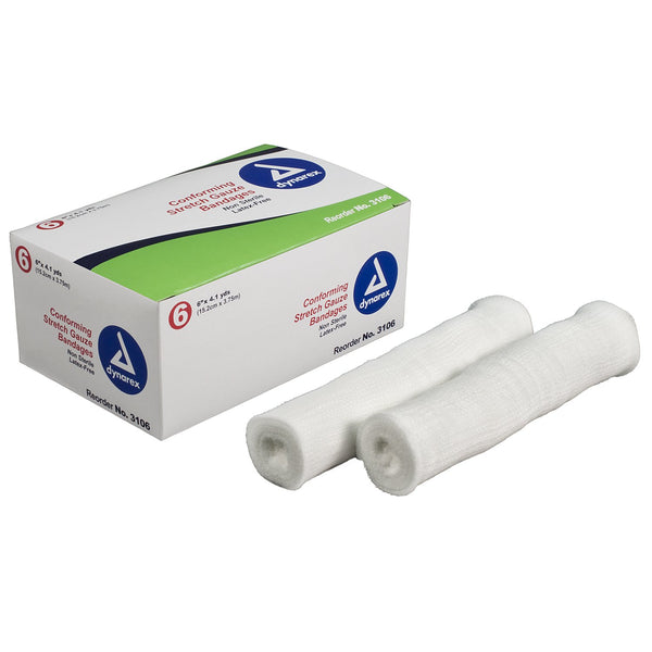 Dynarex® Conforming Bandage 6 Inch X 4.1 Yard 1-Ply NonSterile 6 per Pack (689215_BG) 6/BG