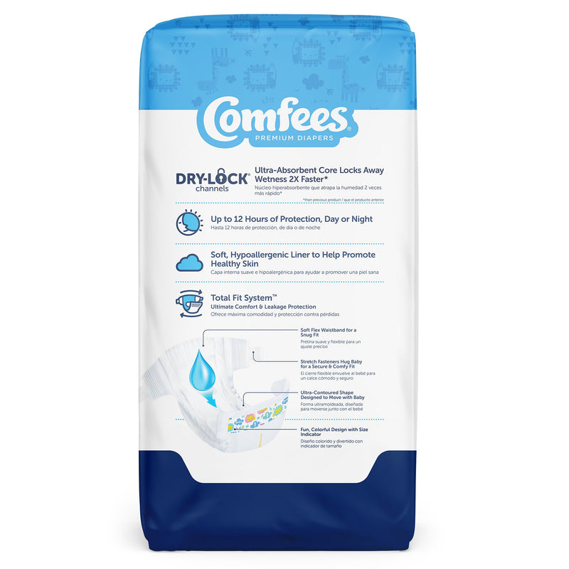 Comfees® Unisex Baby Diaper Size 1 Disposable Moderate Absorbency (907019_BG) 50/BG