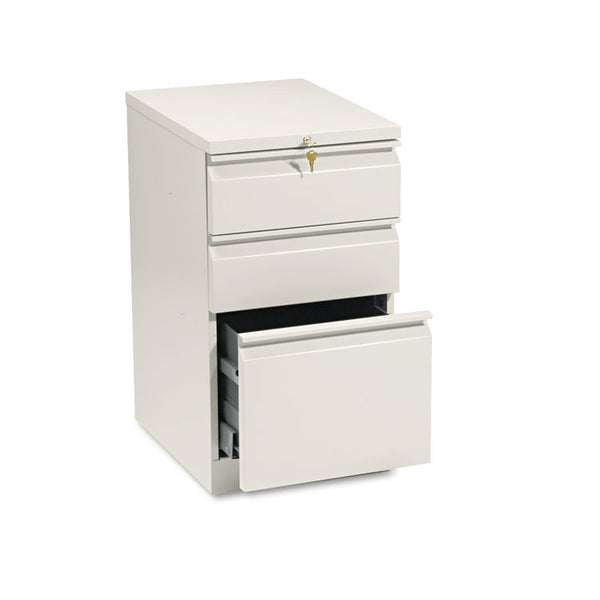 HON® Brigade Mobile Pedestal with Pencil Tray Insert, Left or Right, 3-Drawers: Box/Box/File, Letter, Putty, 15" x 19.88" x 28" (HON33720RL)