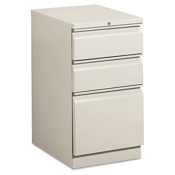 HON® Brigade Mobile Pedestal with Pencil Tray Insert, Left/Right, 3-Drawers: Box/Box/File, Letter, Light Gray, 15" x 19.88" x 28" (HON33720RQ)