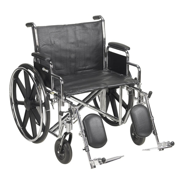 McKesson Bariatric Wheelchair Dual Axle Desk Length Arm Swing-Away Elevating Legrest Black Upholstery 24 Inch Seat Width Adult 450 lbs. Weight Capacity (1065289_EA) 1/EA