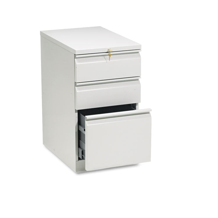 HON® Brigade Mobile Pedestal with Pencil Tray Insert, Left/Right, 3-Drawers: Box/Box/File, Letter, Light Gray, 15" x 22.88" x 28" (HON33723RQ)