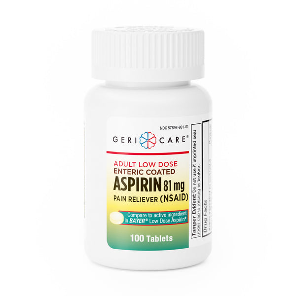 McKesson Brand Pain Relief 81 mg Strength Aspirin Tablet 100 per Bottle (1043632_CS) 12/CS