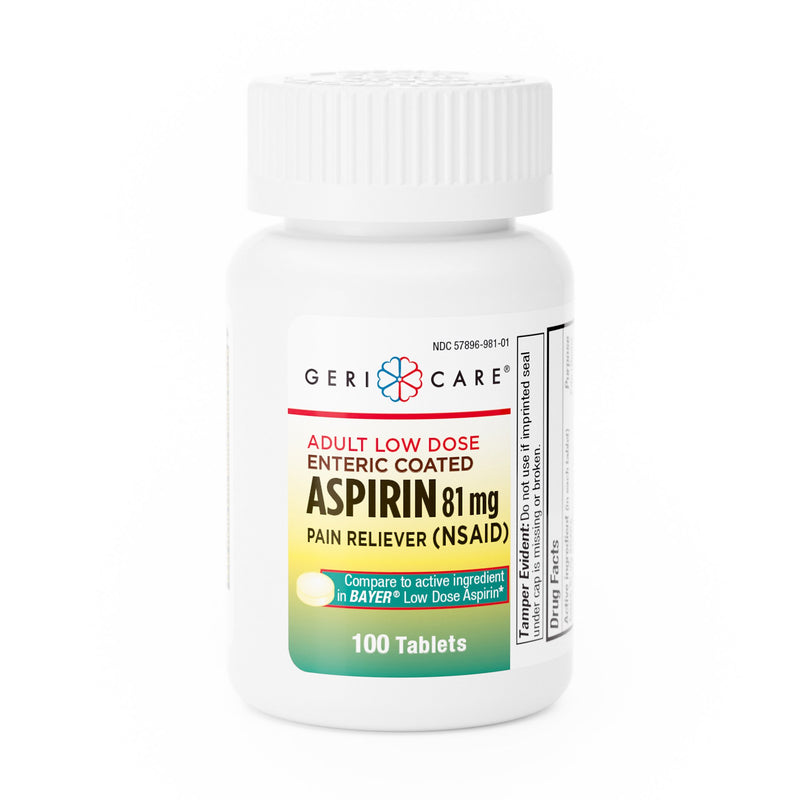 McKesson Brand Pain Relief 81 mg Strength Aspirin Tablet 100 per Bottle (1043632_BT) 1/BT