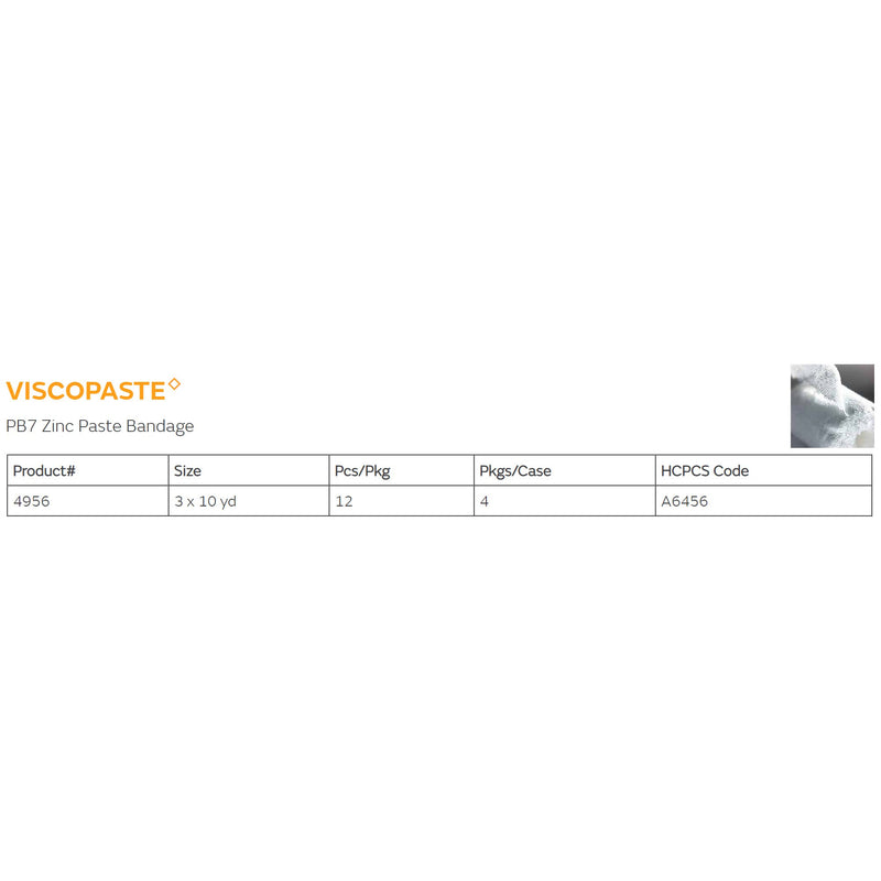 Viscopaste® PB7 Zinc Impregnated Dressing Roll 3 Inch X 10 Yard Sterile (379577_BX) 12/BX