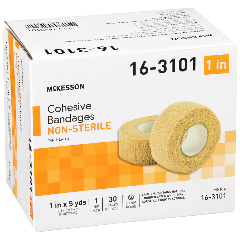 McKesson Cohesive Bandage 1 Inch X 5 Yard Self-adherent Closure Tan NonSterile Standard Compression (464151_CS) 30/CS