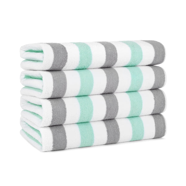 Arkwright Home Cabo Cabana Beach Towel 30x70 Grey/Green (4/Pack) (PNP-CABOCABANA-GYGR) 4/PK