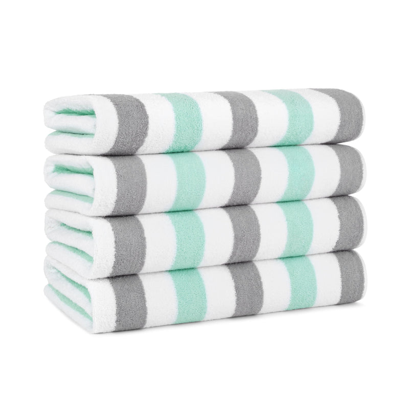 Arkwright Home Cabo Cabana Beach Towel 30x70 Grey/Green (4/Pack) (PNP-CABOCABANA-GYGR) 4/PK