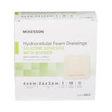 McKesson Foam Dressing 4 X 4 Inch With Border Film Backing Silicone Gel Adhesive Square Sterile (886432_EA) 1/EA