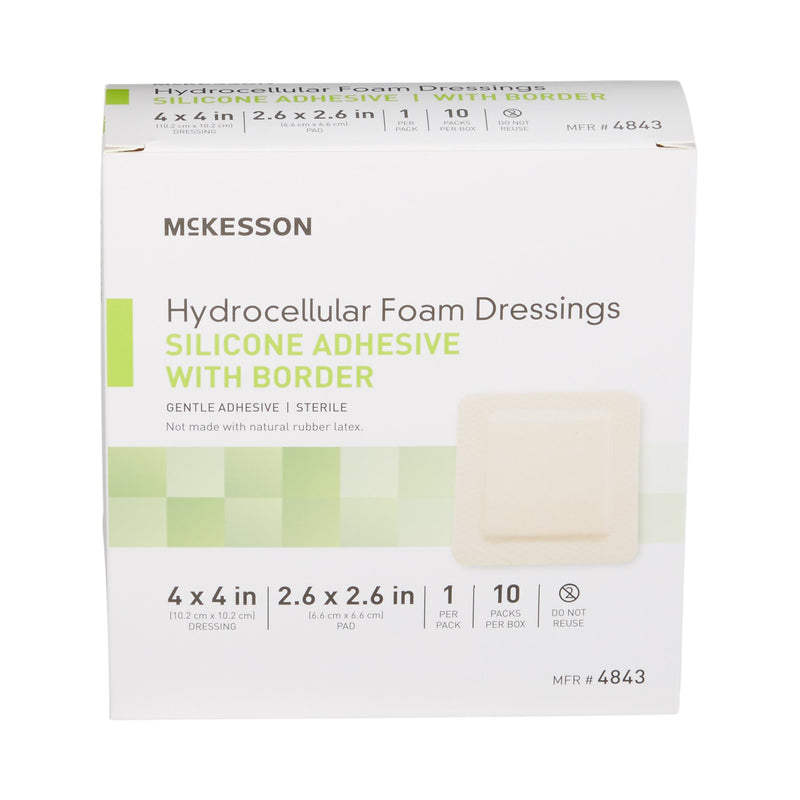 McKesson Foam Dressing 4 X 4 Inch With Border Film Backing Silicone Gel Adhesive Square Sterile (886432_EA) 1/EA